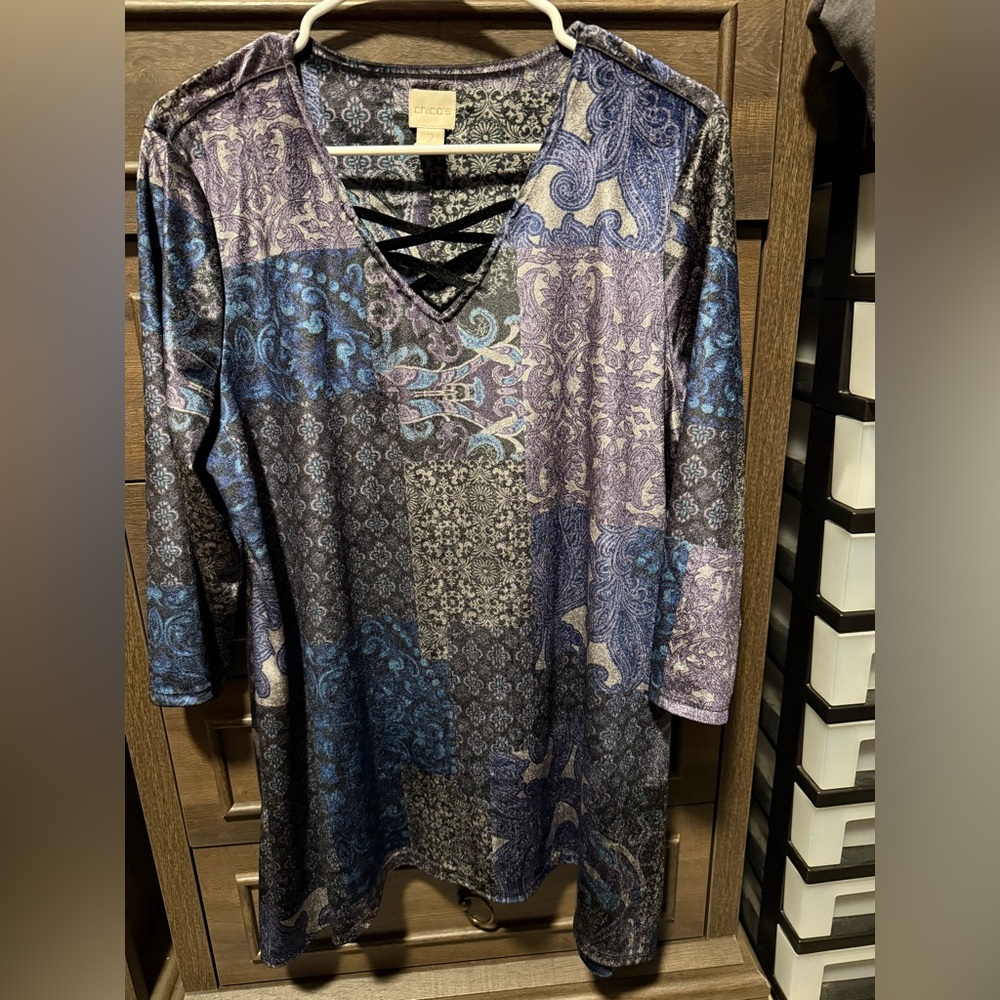 Chico's Multicolor Patchwork Top size 2